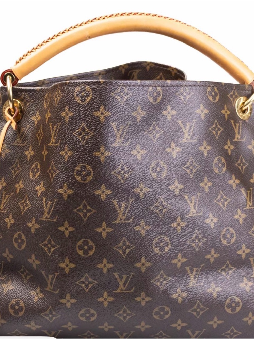 Louis Vuitton Artsy MM, Monogram Canvas Tote with Natural Vachetta Handle. COA.